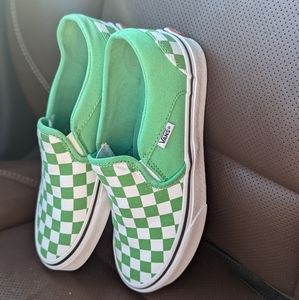 Vans Women's Checkered Green Slip On Size 6 New